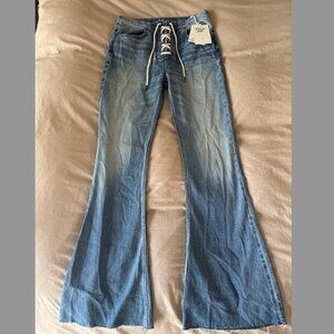NWT Ética Nina Lace Up Flare Jeans